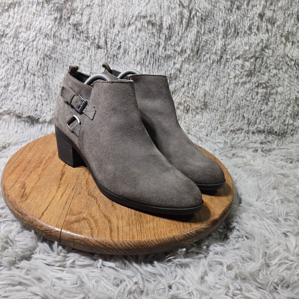 SONOMA Bree Gray Ankle Boots Womens 10M Suede Zip Up Double Strap Chelsea Boots